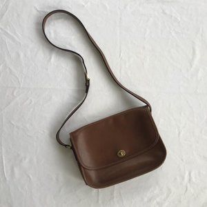 Vintage Coach Saddle Brown Leather Crossbody Purse
